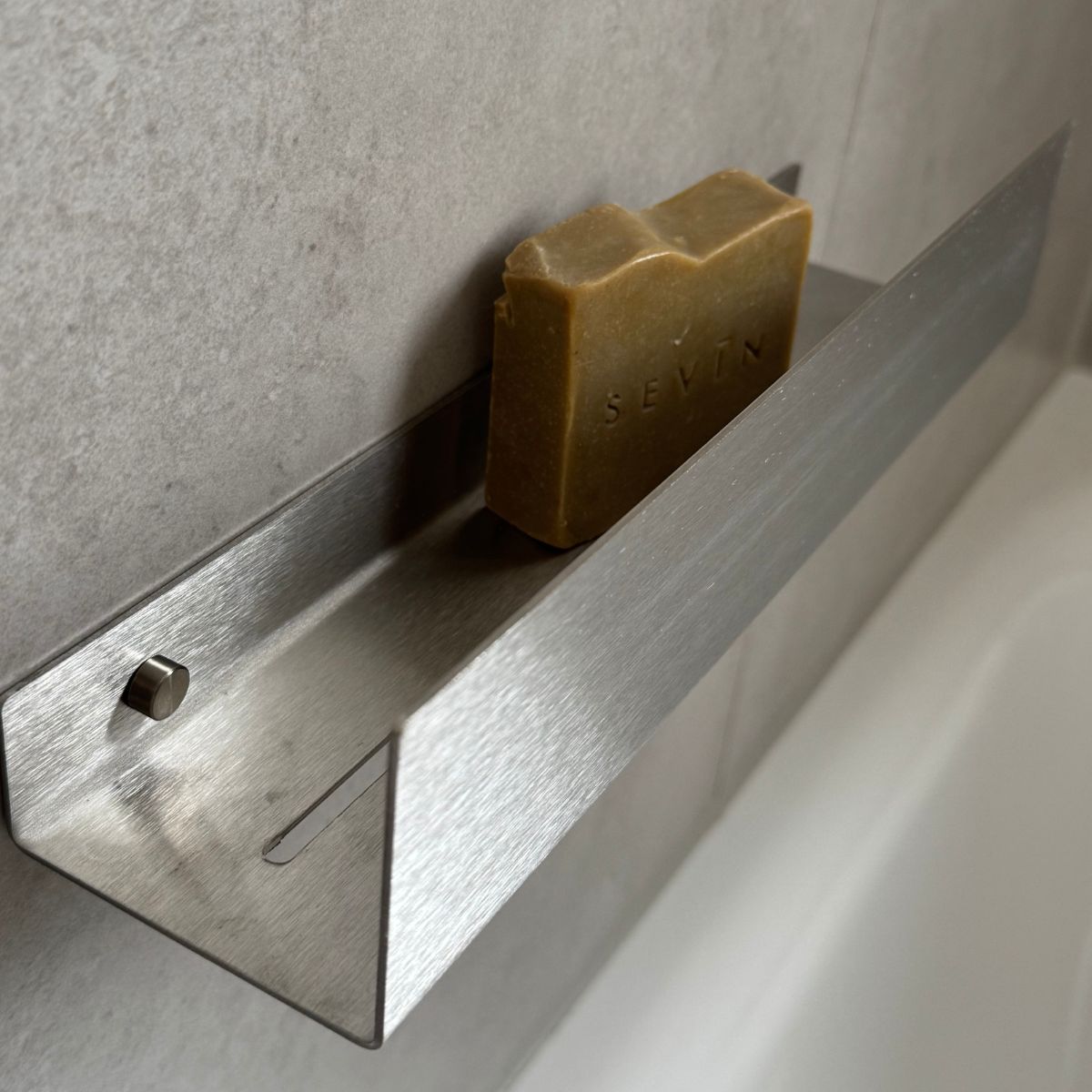 Duschablage aus gebürstetem Edelstahl | Wandmontage mit Schrauben & Dübeln | Minimalistisches Duschregal
